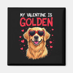 Mein Valentinstag ist Golden Retriever Lustiger Va Magnet
