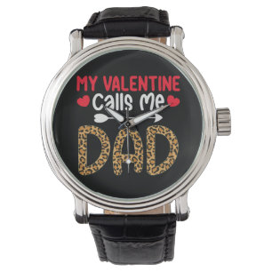Mein Valentinstag nennt mich Papa Leopard Büffel K Armbanduhr