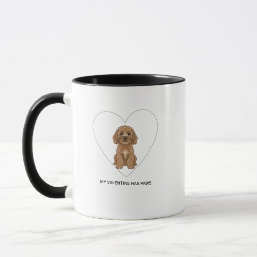 Mein Valentinstag-Partner hat Pfoten Cockapoo-Hund Tasse (Links)