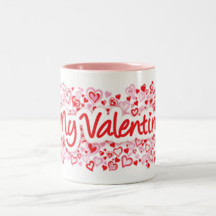 Mein Valentintext hat viel Herz rosa Zweifarbige Tasse
