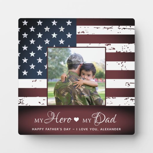 Mein Vater Armee Personalisiertes Foto Fotoplatte (Vorderseite)