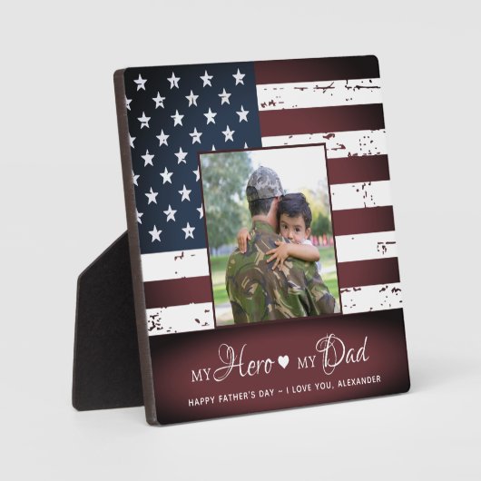 Mein Vater Armee Personalisiertes Foto Fotoplatte (Vorderseite)