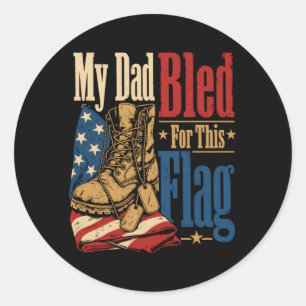 Mein Vater blutete für diese Flagge, US-Veteranen- Runder Aufkleber