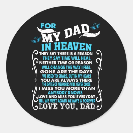 Mein Vater im Himmel Gedicht für Tochter Sohn verl Runder Aufkleber (Vorderseite)