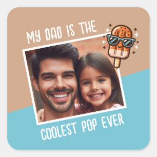 Mein Vater ist der Coolstste Pop je benutzerdefini Quadratischer Aufkleber