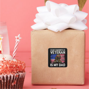 Mein Vater ist mein Lieblingsveteran Militärvater- Quadratischer Aufkleber