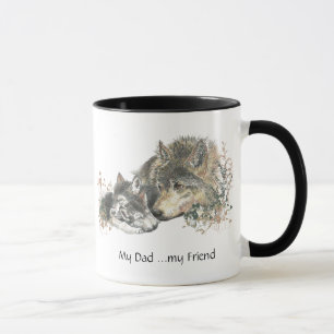 Mein Vater ...mein Freund Watercolor Wolf Art Tasse