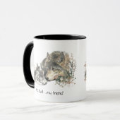 Mein Vater ...mein Freund Watercolor Wolf Art Tasse (Vorderseite Links)