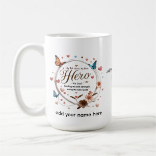 Mein Vater, mein Held - 15 oz Floral personalisier Kaffeetasse