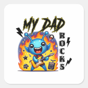 Mein Vater Rocks Quadratischer Aufkleber
