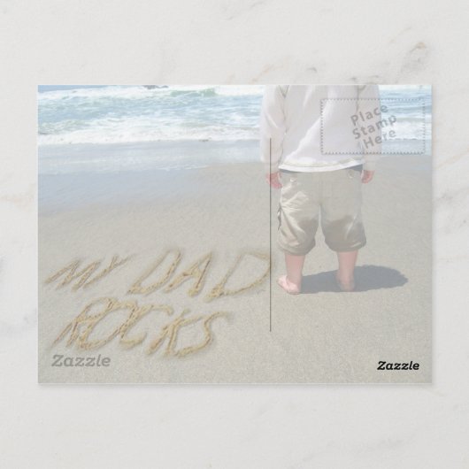 Mein Vater Rocks! Sand schreibt Spaß am Strand Postkarte (Rückseite)