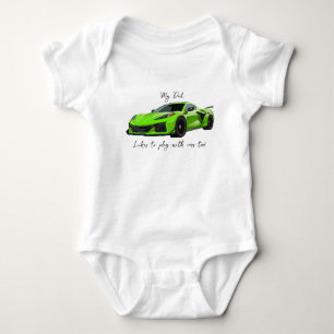Mein Vater spielt gerne mit Corvettes C8 Lime Gree Baby Strampler
