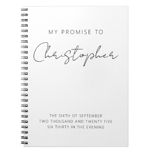 Mein Versprechen an ihn zeigt Minimalistische Eleg Notizblock (Vorderseite)