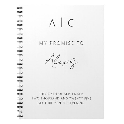 Mein Versprechen Minimalistische Elegante Moderne Notizblock (Vorderseite)
