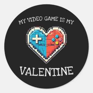 Mein Videospiel ist mein Valentinstag Runder Aufkleber