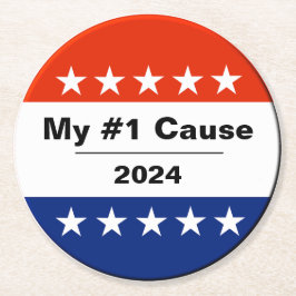 Mein Wahlthema 2024 Runder Pappuntersetzer