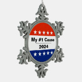 Mein Wahlthema 2024 Schneeflocken Zinn-Ornament (Links)