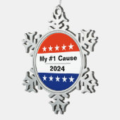 Mein Wahlthema 2024 Schneeflocken Zinn-Ornament (Rechts)