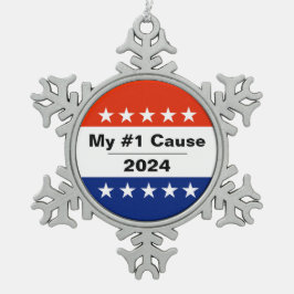 Mein Wahlthema 2024 Schneeflocken Zinn-Ornament