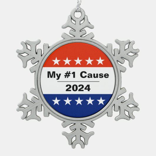 Mein Wahlthema 2024 Schneeflocken Zinn-Ornament (Vorderseite)