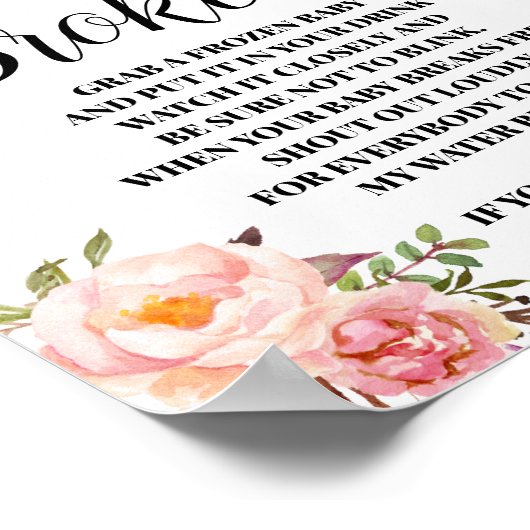 Mein Wasser Broke rosa Spielzeichen Kinderdusche Poster (Ecke)
