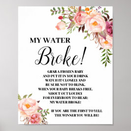 Mein Wasser Broke rosa Spielzeichen Kinderdusche Poster