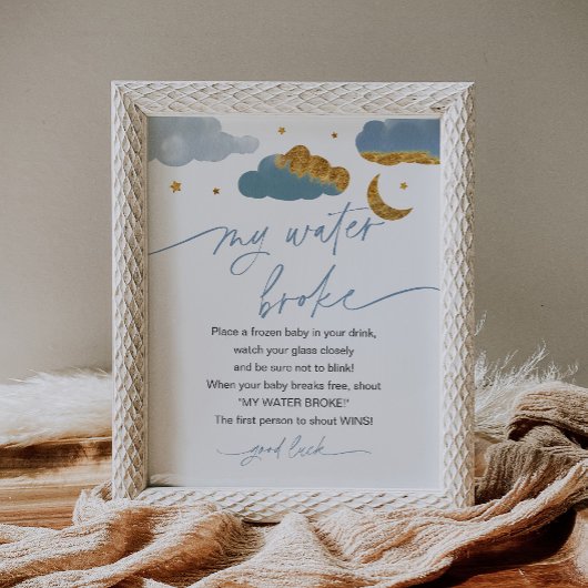 Mein Water Broke Twinkle Star Baby Shower Game Boy Poster