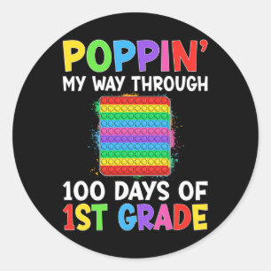 Mein Weg bis zu 100 Tagen der Kinder der 1. Klasse Runder Aufkleber