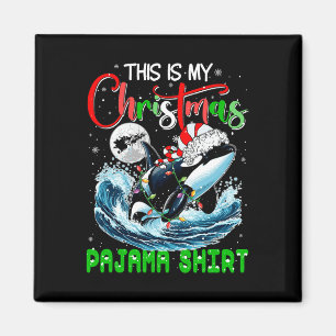 Mein Weihnachten Pajama Santa Orca Sea Animal Love Magnet