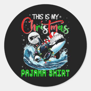 Mein Weihnachten Pajama Santa Orca Sea Animal Love Runder Aufkleber