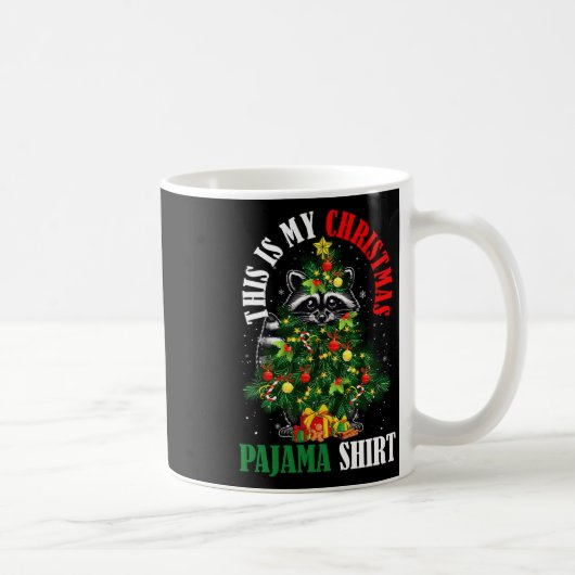 Mein Weihnachts Pajama Raccoon als Weihnachtsbaumb Kaffeetasse (Rechts)