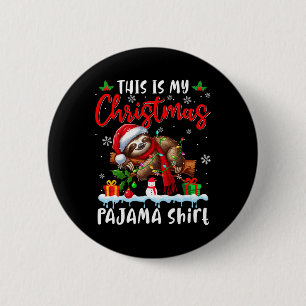 Mein Weihnachts Pajama Santa Sloth Tiere Xmas Lich Button