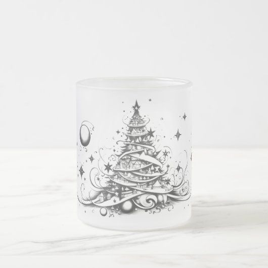Mein Weihnachtsbaum: Tinte Line in Weihnachtsglas Mattglastasse (Mittel)
