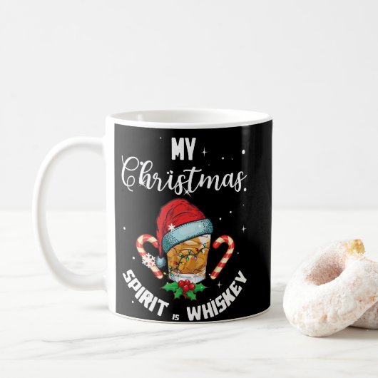 Mein Weihnachtsgeist ist Whiskey Drink Kaffeetasse (Mit Donut)