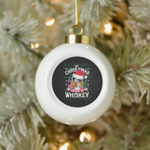 Mein Weihnachtsgeist ist Whiskey Ugg Sweater Xmas  Keramik Kugel-Ornament