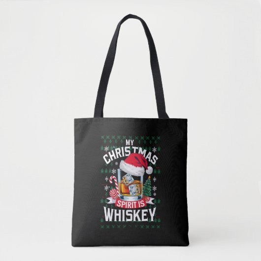 Mein Weihnachtsgeist ist Whiskey Ugg Sweater Xmas  Tasche (Vorderseite)