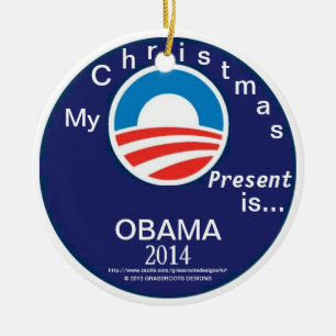 Mein Weihnachtsgeschenk ist… OBAMA 2014 - Logo #6 Keramikornament