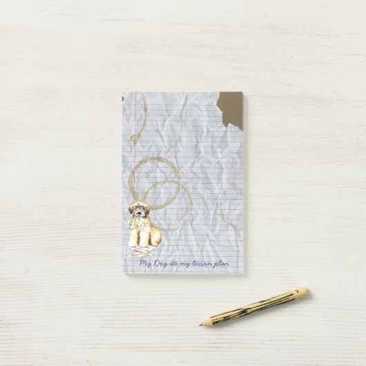 Mein Wheaten aß meinen Unterrichtsplan Post-it Klebezettel (Auf Schreibtisch)