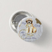 Mein "Wheaten Ate My Lessingplan" Button (Vorne & Hinten)