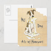 Mein Whippet aß meine Hausaufgaben Postkarte (Vorne/Hinten)