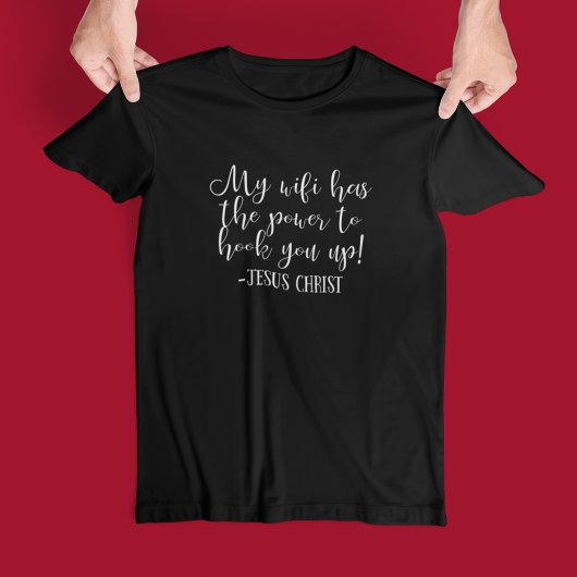 Mein WiFi hat Power Jesus Christus Spaß Schwarz T-Shirt