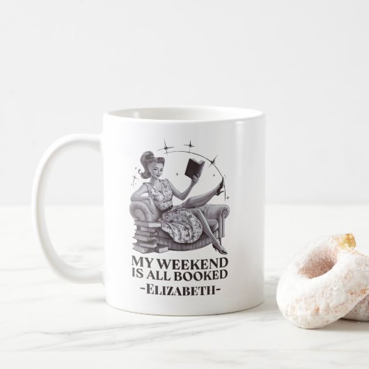 Mein Wochenende ist alles gebuchte Lover Quote Kaffeetasse (Mit Donut)