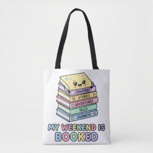 Mein Wochenende ist gebucht Lustiger Bücherstapel  Tasche