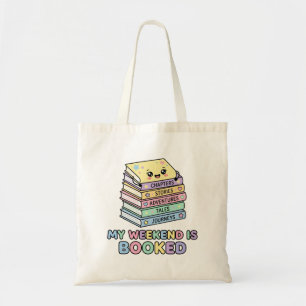 Mein Wochenende ist gebucht Lustiger Bücherstapel Tragetasche