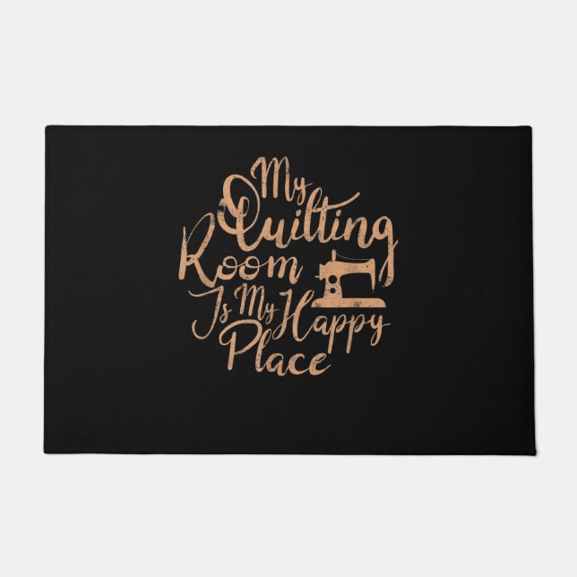 Mein Wohnzimmer ist mein glücklicher Ort - Quiltin Fußmatte (Vorderseite)