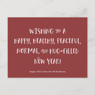 Mein Wunsch für 2022 Brick Red Happy New Year Feiertagspostkarte