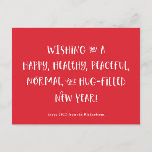 Mein Wunsch für 2022   Red Happy New Year Feiertagspostkarte