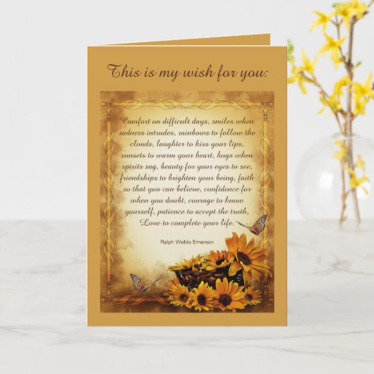Mein Wunsch für dich Ralph Waldo Emerson Gedicht Karte (Gelbe Blume)