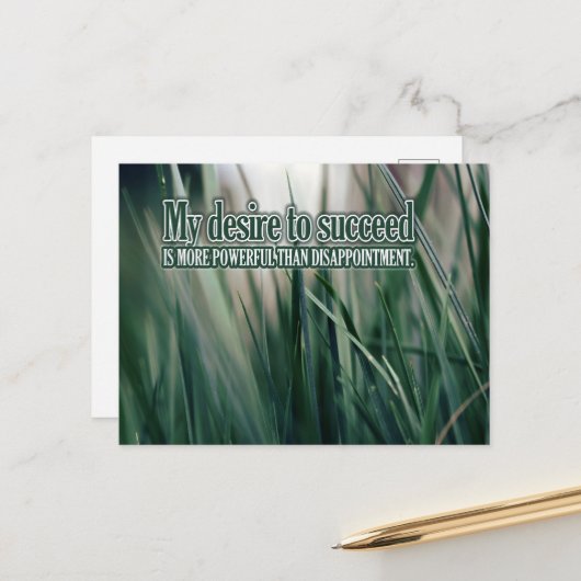 "Mein Wunsch nach Erfolg" Motivation Affirmation Postkarte (Vorderseite/Rückseite Beispiel)