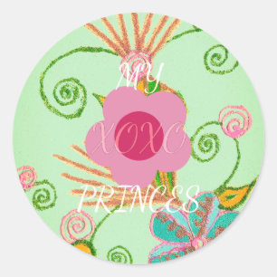 Mein XOXO Little Princess Blues Art Print Design Runder Aufkleber
